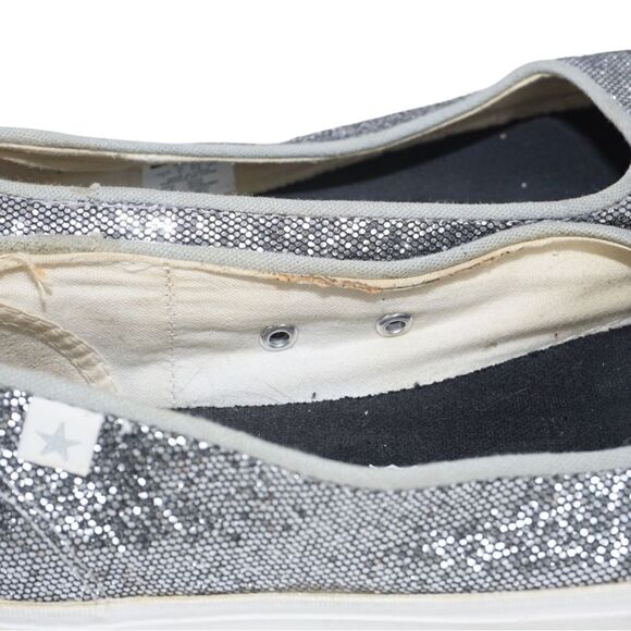 Converse All Star Silver Glittery Flats, Size 7 - Picture 3 of 10